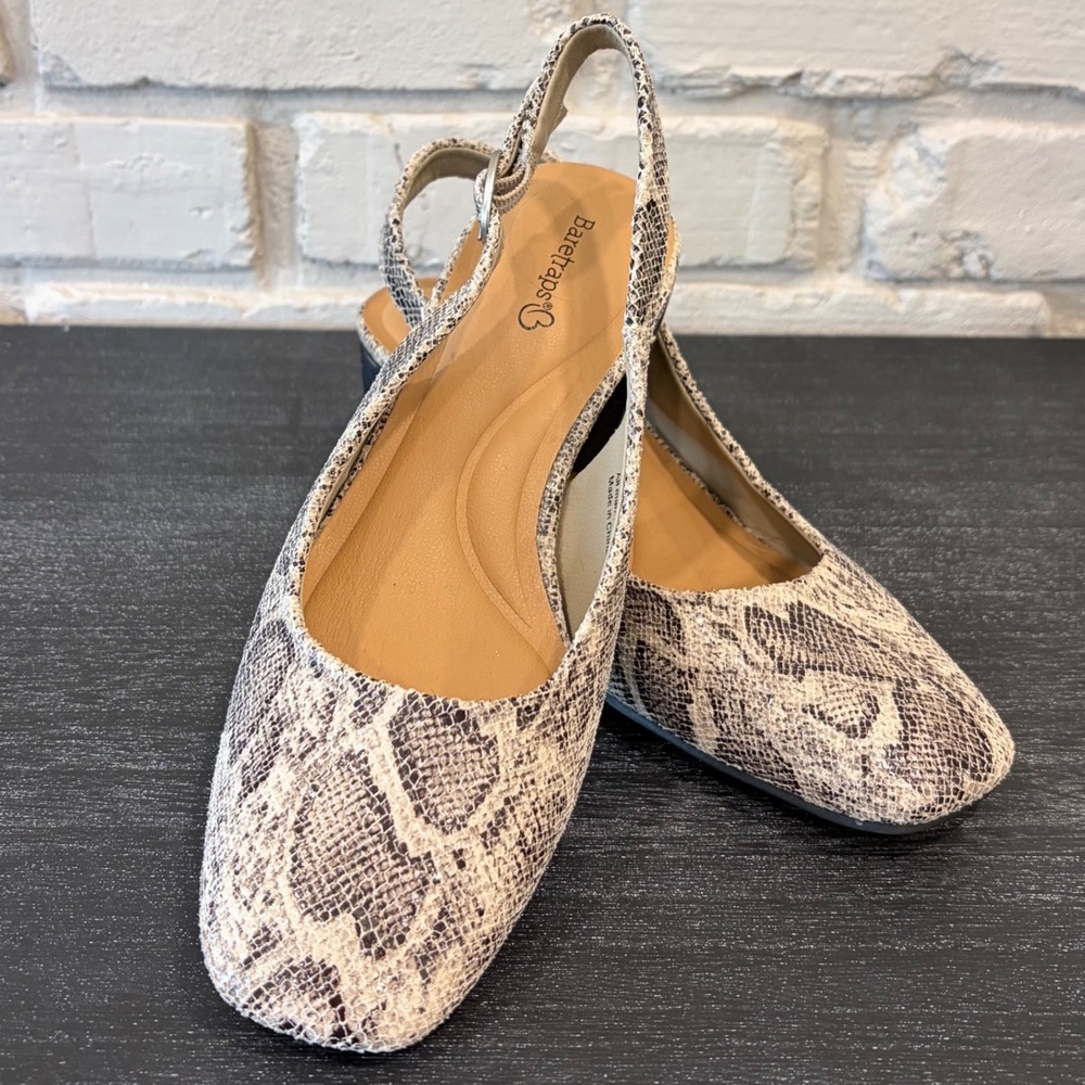 Baretraps Ester Snakeskin Print Slingback Block Heel Pumps Size 8M BTF24-11192